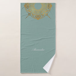 Custom Soft Green Elegance Bad Handdoek