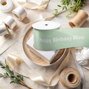 Custom Soft Mint Green Happy Birthday Ribbon Satijnen Lint