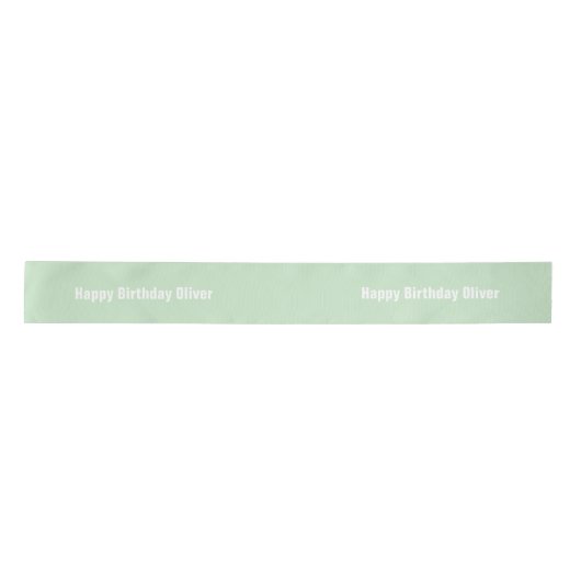 Custom Soft Mint Green Happy Birthday Ribbon Satijnen Lint (Voorkant)