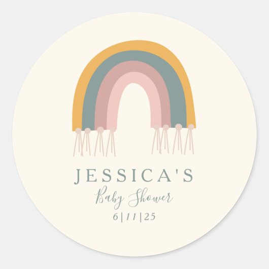 Custom Soft Pastel Boho Rainbow Favoriet Baby show Ronde Sticker (Voorkant)