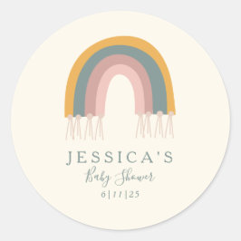 Custom Soft Pastel Boho Rainbow Favoriet Baby show Ronde Sticker