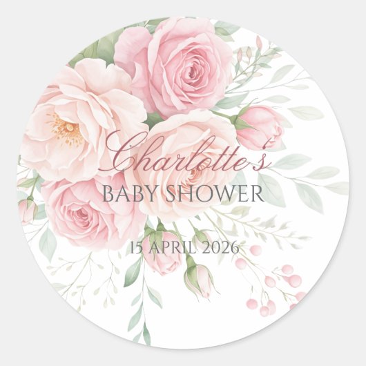 custom soft pink roses floral sticker template (Voorkant)