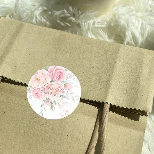 custom soft pink roses floral sticker template
