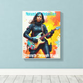 Custom Soldier Girl Gitarist Art Inspirerend Canvas Afdruk (Insitu (Houten vloer))