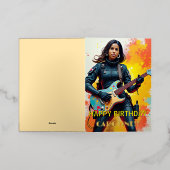 Custom Soldier Girl Gitarist Art Inspirerend Folie Wenskaart (Buiten Laag)