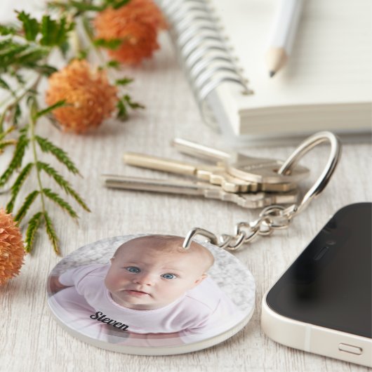 Custom Son Photo sleutelhanger, gepersonaliseerde Sleutelhanger (Voorkant Rechts)
