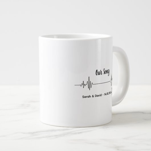 Custom Soundwave Song Code Mug-Personalized Voice  Grote Koffiekop (Voorkant rechts)