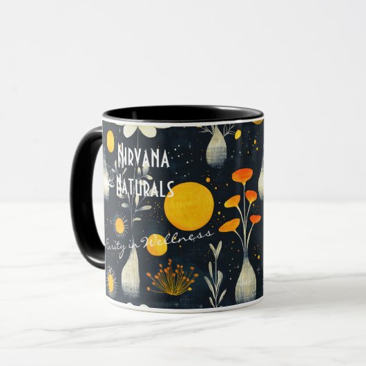 Custom Spa en Wellness Zakelijke Mok met bloemen (Voorkant links)