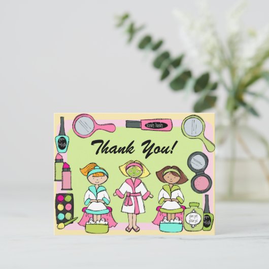 Custom Spa Party Verjaardag Bedankt Briefkaart (Staand voorkant)