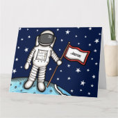 Custom Spaceman Astronaut Cosmonaut Birthday Kaart (Voorkant)