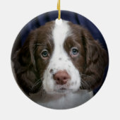 Custom Spaniel Puppy Dog Foto Keramisch Ornament (Achterkant)