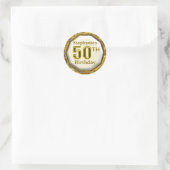 Custom Sparkling Gold 50th Birthday Stickers (Tas)