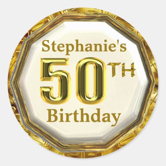 Custom Sparkling Gold 50th Birthday Stickers (Voorkant)