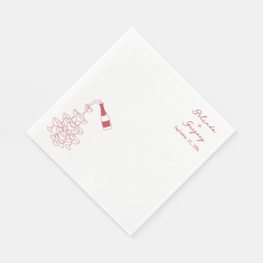 Custom Sparkling Wine Tower Doodles Wedding Servet (Hoek)