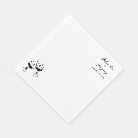 Custom Sparkling Wine Tower Doodles Wedding Servet (Hoek)