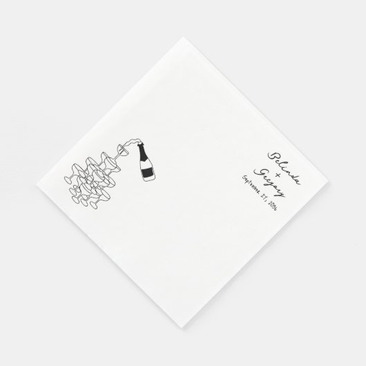 Custom Sparkling Wine Tower Doodles Wedding Servet (Hoek)