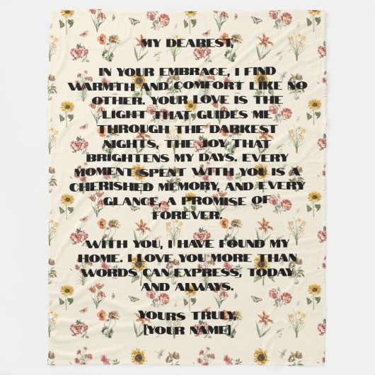 Custom Special Message Hand getrokken bloem bloeme Fleece Deken (Voorkant)