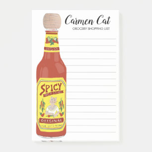 CUSTOM Spicy Hot Sauce Grocery Shopping List Post-it® Notes