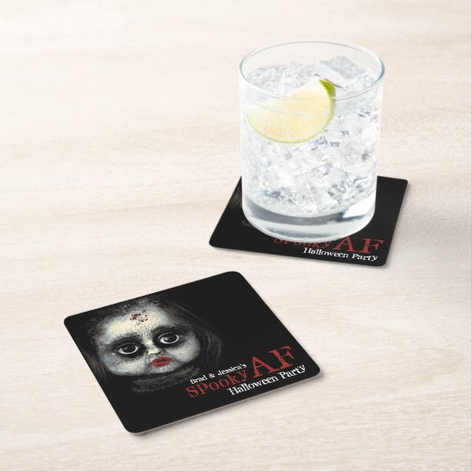 Custom Spooky AF Halloween Party Kartonnen Onderzetters (Insitu)