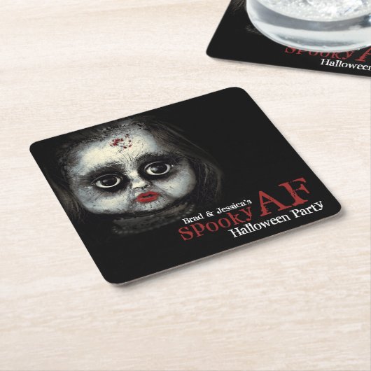 Custom Spooky AF Halloween Party Kartonnen Onderzetters (Schuin)