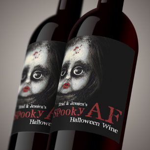 Custom Spooky AF Halloween Party Wijn Etiket