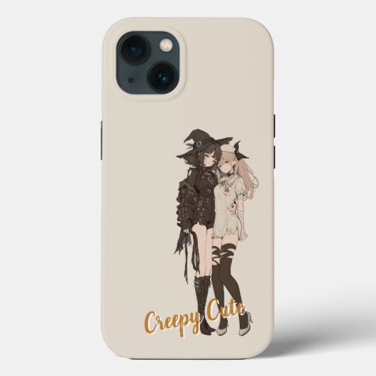 Custom Spooky Beautiful Muted Beige Goth AnimeGirl Case-Mate iPhone Case (Achterkant)