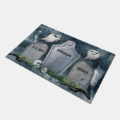 Custom Spooky Creepy Ghost Tombstone Halloween  Deurmat (Schuin)