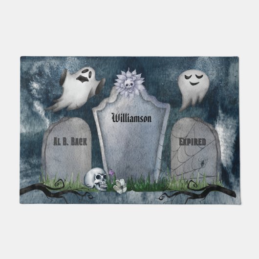 Custom Spooky Creepy Ghost Tombstone Halloween  Deurmat (Voorkant)