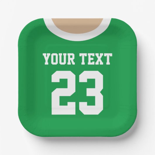 Custom sport jersey nummer kind verjaardagsfeestje papieren bordje (Voorkant)