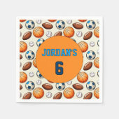 Custom Sports Balls Birthday Napkins with Name  Servet (Voorkant)