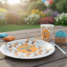 Custom Sports Balls Birthday Napkins with Name Servet