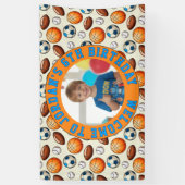 Custom Sports Theme Birthday Photo Banner (Verticaal)