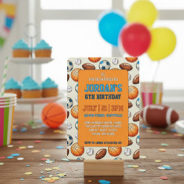 Custom Sports Theme Kids Birthday Invitation Kaart