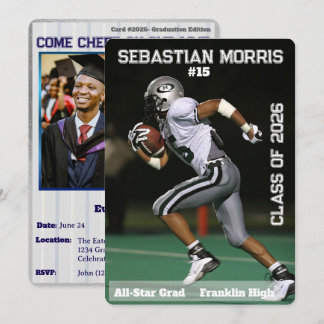 Custom Sports Trading Card Graduation Invitation Kaart
