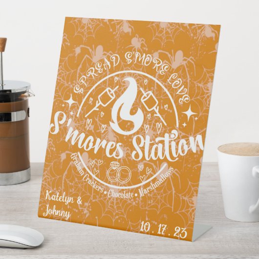 Custom Spread Meer Liefde Smores Station Halloween Reclamebord Met Voetstuk (Insitu)