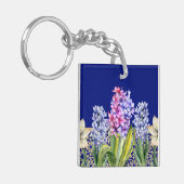 Custom Spring Blossoms Blauw Sleutelhanger (Voorkant Links)