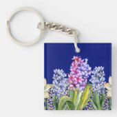 Custom Spring Blossoms Blauw Sleutelhanger (Voorkant)