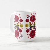 Custom Spring Butterfly Floral Gift  Koffiemok (Voorkant links)