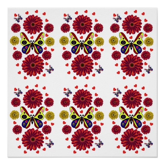 Custom Spring Butterfly Floral Gift  Perfect Poster (Voorkant)