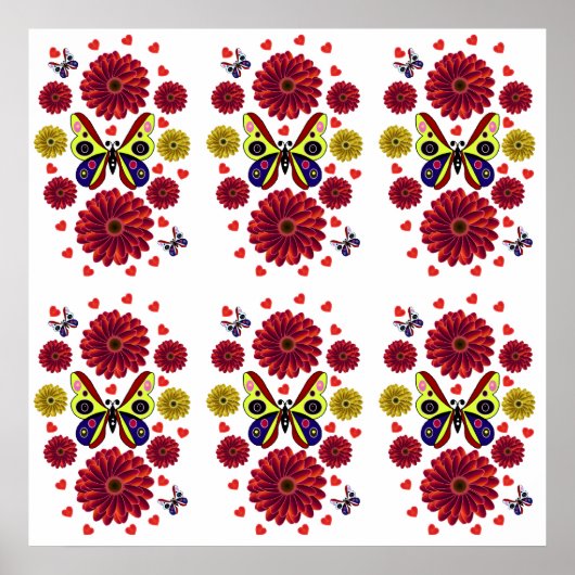 Custom Spring Butterfly Floral Gift  Poster (Voorkant)