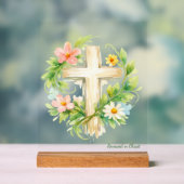 Custom Spring Cross Acrylic "Renewed in Christ" Acryl Bord (Neutraal)