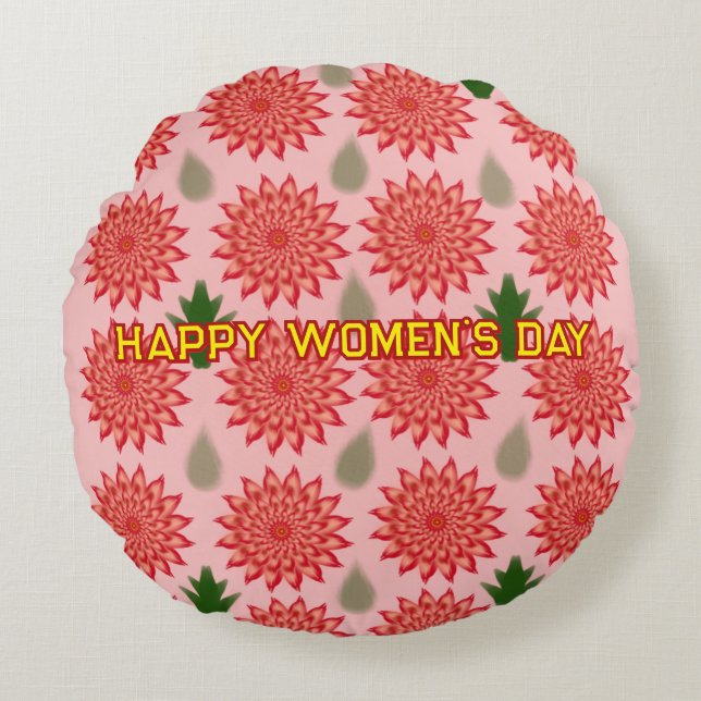 Custom Spring Flower Women's Day PatWrapping Paper Rond Kussen (Voorkant)