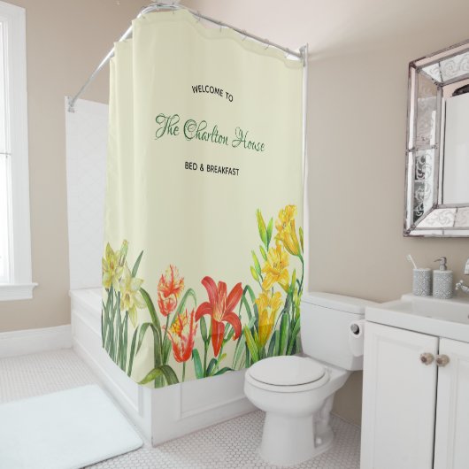 Custom Spring Summer Floral Shower Curtain Douchegordijn (In situ)