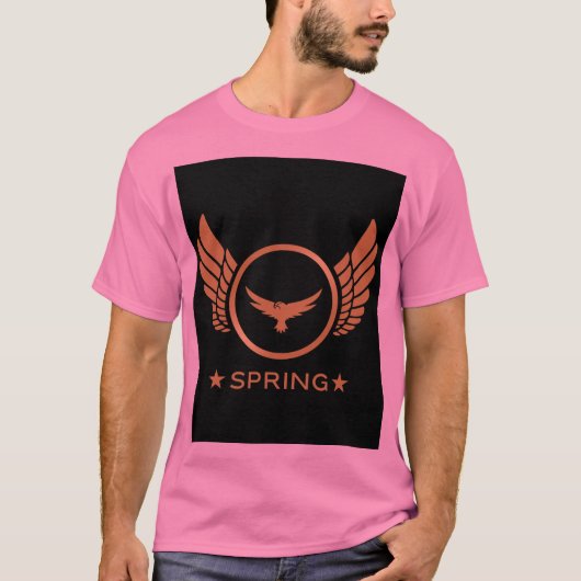 Custom Spring Tekstnaam met Gold Eagle vleugels Ro T-shirt (Voorkant)