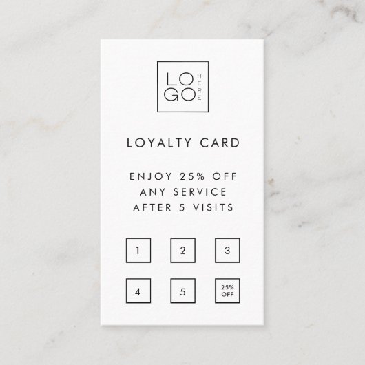 Custom Square Business Logo minimalist Klant Klantenkaartje (Voorkant)