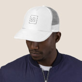 Custom Square Business Logo minimalist Plain White Trucker Pet (In situ)