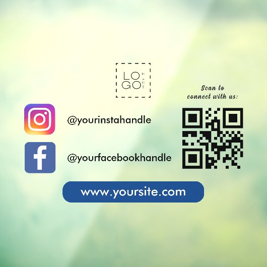 Custom Square Business Logo Social Media QR Code Raamsticker