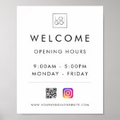 Custom Square Business Logo Welkomsttijden QR-code Poster (Voorkant)