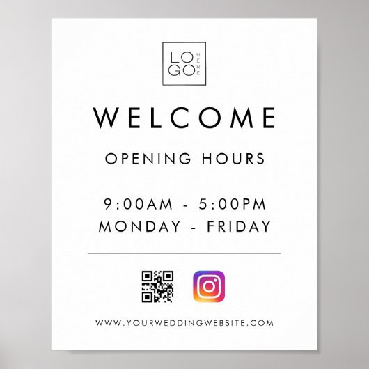 Custom Square Business Logo Welkomsttijden QR-code Poster (Voorkant)