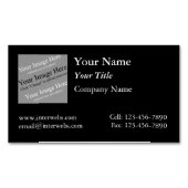Custom Square Logo Black Background White Text Magnetisch Visitekaartje (Voorkant)